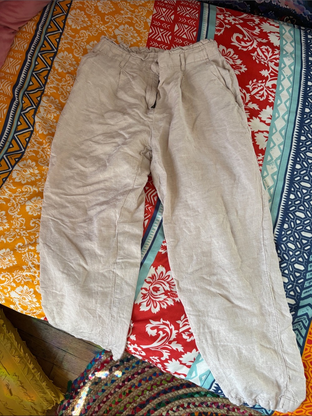 LOFT women’s  Light Beige Linen Drawstring Chinos